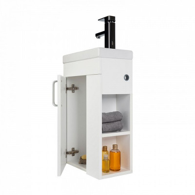 Тумба с раковиной IDDIS Torr 40 подвесная белая полки справа (TOR40WRi95K), дизайн современный