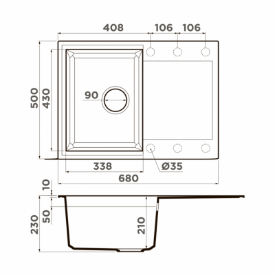 Мойка OMOIKIRI SAKAIME 68-WH прямоугольная 680x500 (4993126)