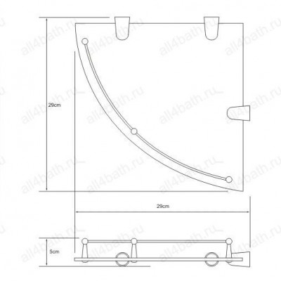 WasserKRAFT K-544 полка угловая стеклянная с бортом, хром