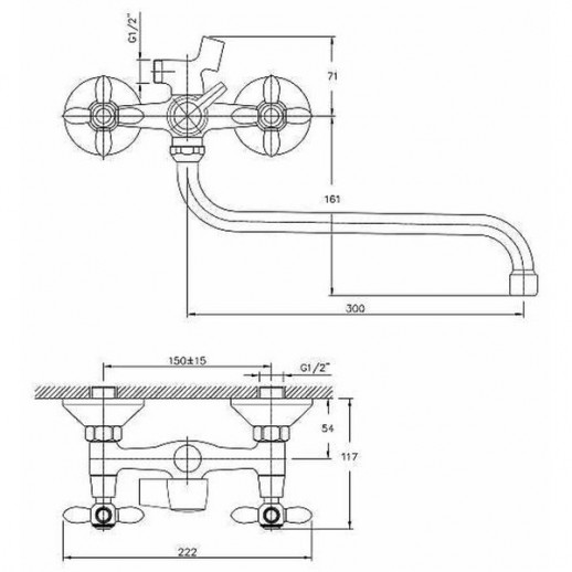 Смеситель для ванны Haiba HB2227-2 универсальный (латунь) хром