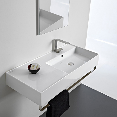 Раковина подвесная или накладная Scarabeo Teorema 2.0 5120 101 х 46 см, белый глянец