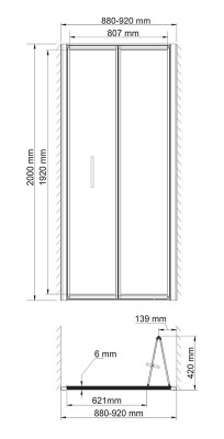 WasserKRAFT Weser 78F04 душевая дверь 90 см, гармошка, универсальная