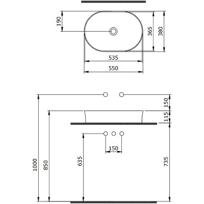 Раковина-чаша Berges Ego SL 55 181612 серая матовая овальная