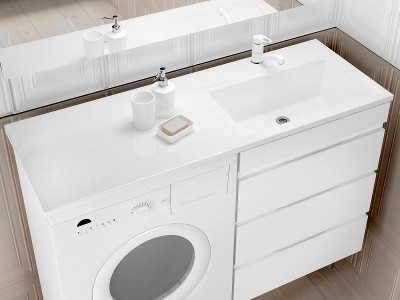Раковина Style Line Estetus Даллас 130 R СС-00002394 на стиральную машину белая прямоугольная