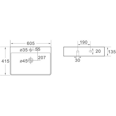 Раковина SantiLine 61 SL-1003MB Черная матовая Накладная Прямоугольная