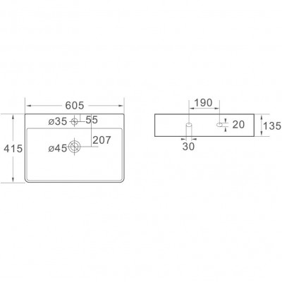 Раковина SantiLine 61 SL-1003MB Черная матовая Накладная Прямоугольная