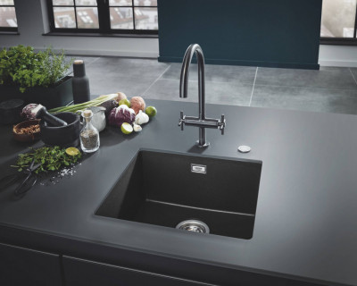 Мойка GROHE K700U с одной чашей, 457 x 406 мм, черный гранит (31653AP0)