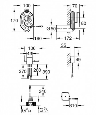 Сифон GROHE для писсуара с температурным датчиком, 230V (39368000)