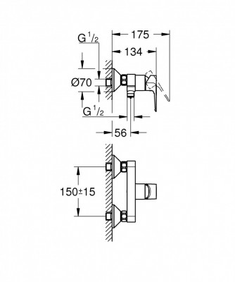 Смеситель для душа GROHE BauLoop, наружный, хром (23633001)