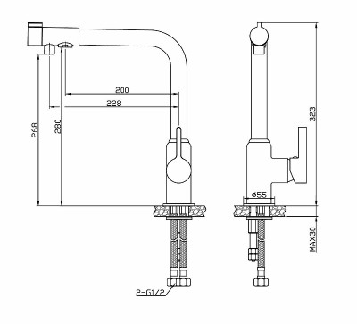 Кухонный смеситель ESKO K23 хром