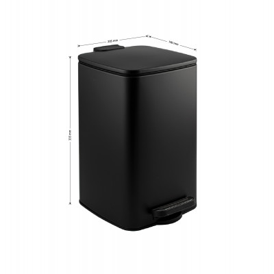 Ведро нерж сталь, с педалью, квадратное, 8 л, черный, САНАКС (10828)