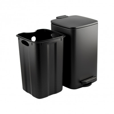 Ведро нерж сталь, с педалью, квадратное, 8 л, черный, САНАКС (10828)