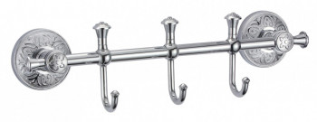 Планка с крючками для ванной (3 крючка) S-005873A Savol латунь хром