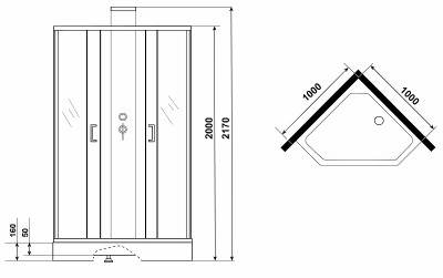Душевая кабина Grossman Elegans 100x100 GR250D форма призма