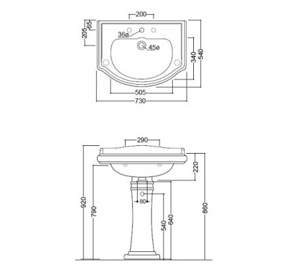 KERASAN Retro 1047bi*1 раковина 73 см х 54 см, белая