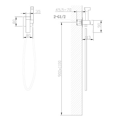 Гигиенический душ со смесителем Abber Wasserfall AF8625 хром