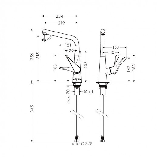 Hansgrohe Metris 14822000 смеситель для кухни, хром