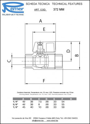 Кран шаровой mini Remer RR 372 MM 1/2" (ш-ш)
