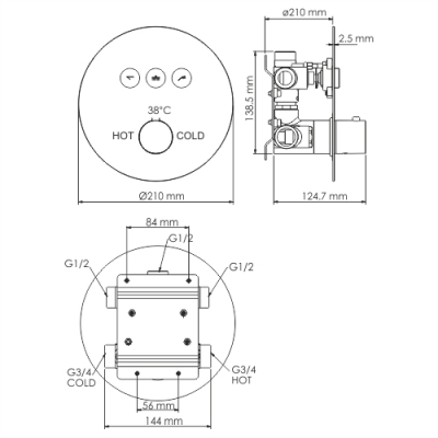 WasserKRAFT Dinkel 5844 Thermo термостат для ванны и душа, хром