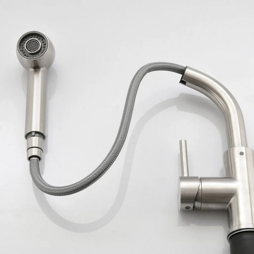 Смеситель для кухни Haiba HB70304-2 с выдвижной лейкой (нерж сталь)