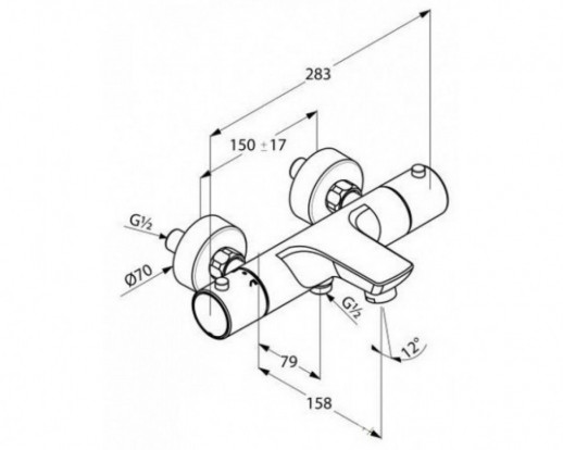 Смеситель для ванны KLUDI Objekta хром 352010538