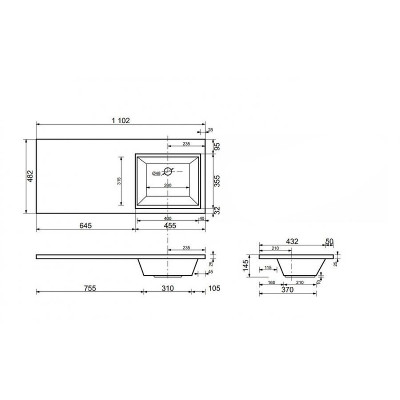 Раковина Style Line Estetus Даллас 110 R СС-00002393 на стиральную машину белая прямоугольная