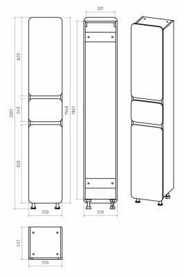 Пенал для ванной Misty Чегет - 35 с 1 ящ. левый П-Чег-05035-01-1ЯЛ