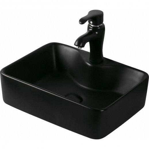 Раковина SantiLine 48 SL-1011MB Черная матовая Накладная Прямоугольная