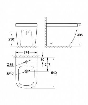 Биде напольное GROHE Euro Ceramic, с гигиеническим покрытием, хром (3934000H)