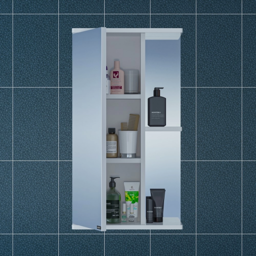 Зеркальный шкаф СаНта "Ника-400" фацет, лев, белый