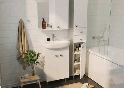 Тумба под раковину 1Marka Story 45Н 2д. Белый глянец (У99313)