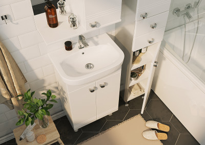 Тумба под раковину 1Marka Story 45Н 2д. Белый глянец (У99313)