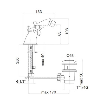 Смеситель для биде Webert Armony AM710102017, хром/золото
