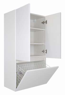 Шкаф для ванной Misty Амур 60 над стиральной машиной с Б/К белый 60х110 (Э-Ам08060-012Бк)