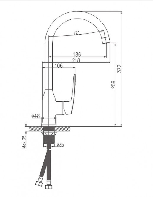 Смеситель для кухни Haiba HB70183 (латунь) хром