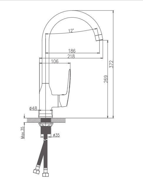 Смеситель для кухни Haiba HB70183 (латунь) хром