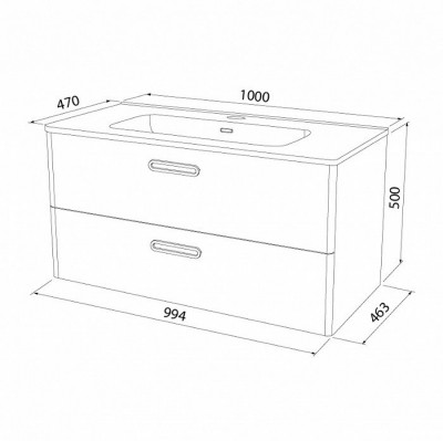 Тумба с раковиной IDDIS Brick 100 подвесная белая (BRI10W1i95K), дизайн современный