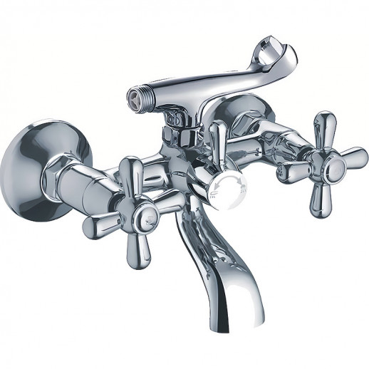 Двухвентильный смеситель для ванны Haiba HB3125 с душевым гарнитуром (латунь) хром