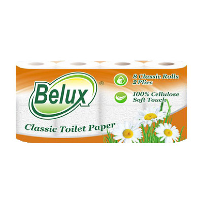 Туалетная бумага в рулонах Belux, 2 сл., 8 рул., 20 м., 170 л., белая