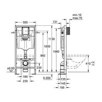 Grohe Rapid SL 38584001 cистема инсталляции для подвесных унитазов, усиленная