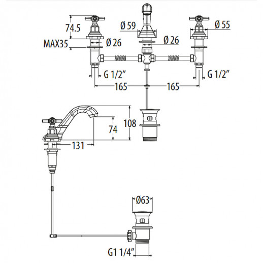 Смеситель для раковины Gattoni TRD TR095/18C0 хром