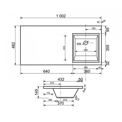 Раковина Style Line Estetus Даллас 100 R СС-00002392 на стиральную машину белая прямоугольная