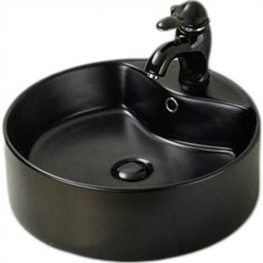 Раковина SantiLine 47 SL-1069MB Черная матовая Накладная Круглая
