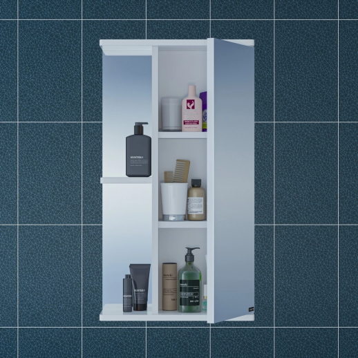 Зеркальный шкаф СаНта "Ника-400" фацет, прав, белый