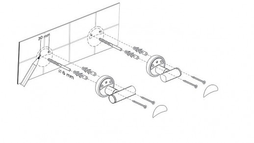 Полка с держателями 30 FBS Luxia LUX 013 матовое стекло, хром