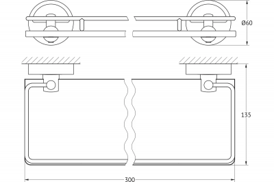 Полка с держателями 30 FBS Luxia LUX 013 матовое стекло, хром