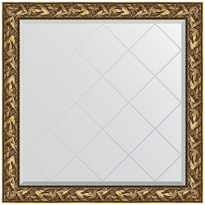 Зеркало настенное Evoform ExclusiveG 109х109 BY 4457 с гравировкой в багетной раме Византия золото 99 мм