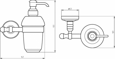 Дозатор жидкого мыла в настенном держателе MIGLIORE Mirella 17165, керамика/бронза