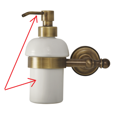 Дозатор жидкого мыла в настенном держателе MIGLIORE Mirella 17165, керамика/бронза