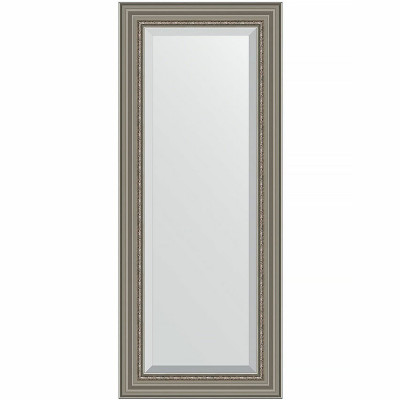 Зеркало настенное Evoform Exclusive 136х56 BY 1257 с фацетом в багетной раме Римское серебро 88 мм